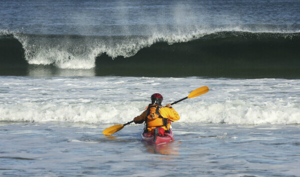 kayaking before the waves