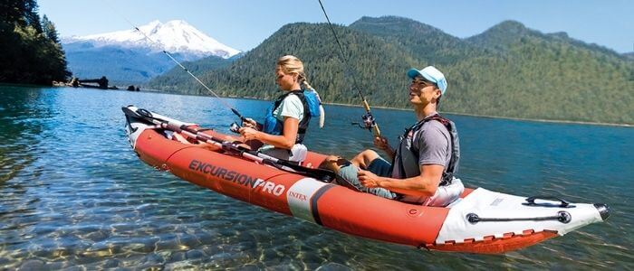 Intex Excursion Pro Scuba Diving Kayak, Professional Series Inflatable Fishing Kayak, K2_ 2-Person, Red (2)