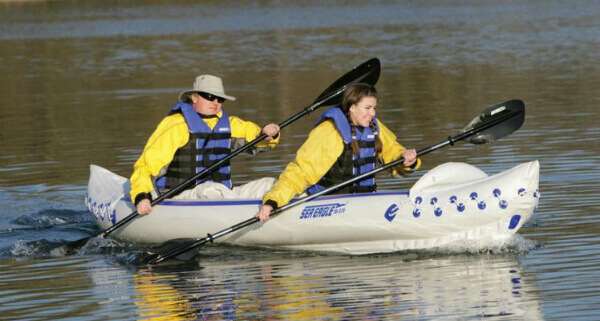 Sea Eagle 2 person inflatable kayak on water
