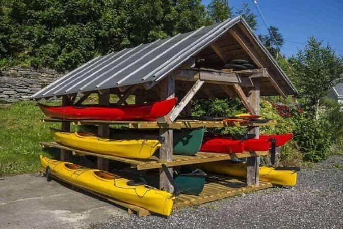 Outdoor Kayak Shed with A-Frame Design